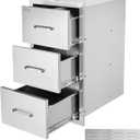 VEVOR Outdoor Kitchen Drawers, 18.5" W x 22.5" H x 22.5" D Triple Access Drawers, Stainless Steel Flush Mount Cabinets, BBQ Island Storage with Handle, for Outdoor Kitchens or Patio Grill Station