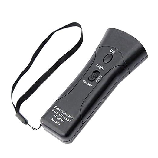 Decdeal Double Ultrasonic Dog Chaser Anti Barking Stop Bark Pet Dogs Training Device Portable Handheld LED Infrared Dog Repeller Control Trainer Pet Supplies