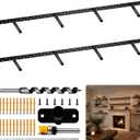 2pcs Heavy Duty Floating Shelf Brackets,43"x8"x1.0" Hidden Black Metal Fireplace Mantel Brackets，Invisible Floating Shelf Hardware for Heavy Duty Books and Wooden Shelves, Including Installation Kit