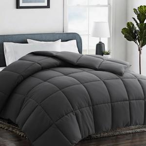 COHOME Premium Queen Size Comforter, All-Season Quilted Down Alternative Duvet Insert, Luxury Hotel GentleSoft Comforter with Anti-Clump Tech & 8 Tabs - Reversible - Dark Grey 88 x88 inches
