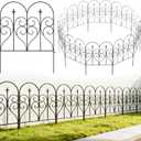Thealyn Garden Fence 32" H x 20ft (10 Panels), No Digging Heavy Duty Metal Fence Panels, Rustproof Dog Fence Animal Barrier, Interlocking Decorative Fencing for Flower Bed, Yard, Landscape Edging