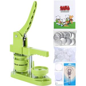 Button Maker Machine 58mm - (3rd Gen) Installation-Free 58mm(2.25in) DIY Pin Badge Button Maker Press Machine Badge Punch Press with Free 100pcs Button Parts, Pictures, Circle Cutter, Magic Book
