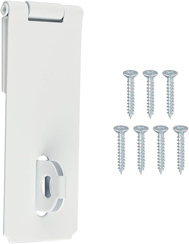 Alise Door Hasp Locks Latch,5 Inch SUS 304 Stainless Steel Packlock Clasp Hasp Lock Latch,Hinge Lock Padlock with Screws for Doors, White Finish 1 Pack