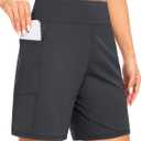Blouty Women's 7" Bermuda Shorts with Pockets High Waisted Stretch Athletic Long Shorts for Women Workout Casual (Large, Dark Grey)
