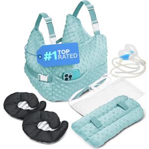 Zomaple Mastectomy Recovery Pillow + Strap, Seat Belt Cover & Shower Lanyard  Post-Op Essentials, Breast Augmentation/Reduction & Mastectomy Recovery Supplies  Washable Cover for Comfort & Support (Aqua Breast Care Set)