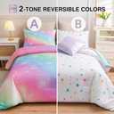 A Nice Night 6Pcs Gradient Glitter Bedding Set for Girls, Colorful Rainbow Galaxy Comforter Set, Ultra Soft Bedding Sets (Pink,Queen 6Pcs)