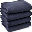 Sure-Max 4 Moving & Packing Blankets - Pro Economy - 80" x 72" (35 lb/dz Weight) - Professional Quilted Shipping Furniture Pads Navy Blue and Black