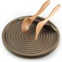 Spoon Holder for Kitchen Counter, Ceramic Spoon Rest for Stove Cute Ladle Holder for Stove Top, Coffee Spoon Rest for Spoons, Ladles, Tong, Brown