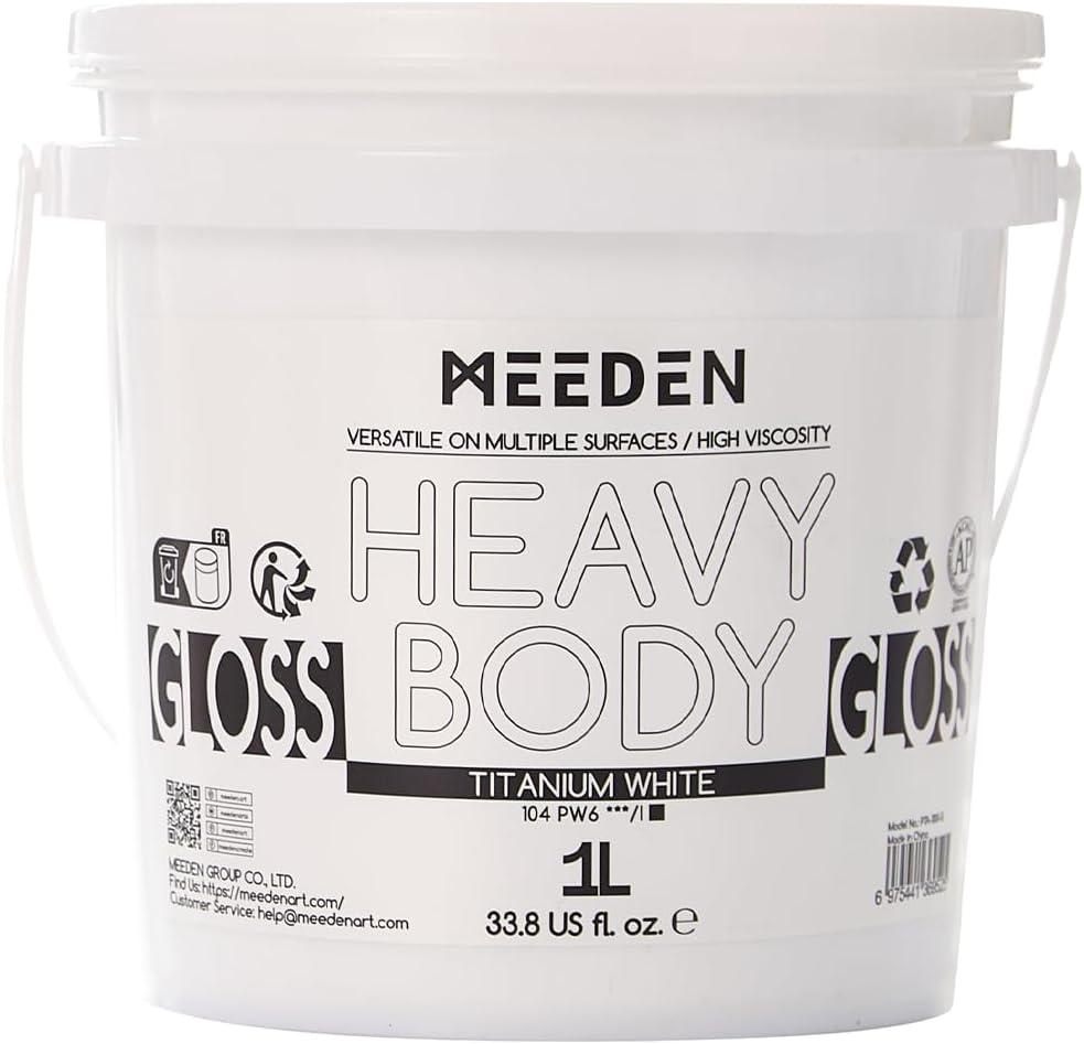 MEEDEN Titanium White Acrylic Paint: 1 L /33.8 oz Heavy Body Gloss Acrylic Paints - Thick White Paint for Canvas Crafts Furniture Painting