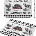 Farmhouse Barn Dish Drying Mat 18x24 Inch Cow Rooster Absorbent Microfiber Dish Drainer Rack Pad Bottles Protector for Kitchen Counter
