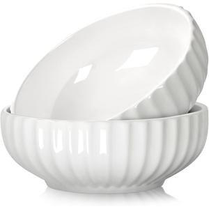 NUTRIUPS 8 in Salad Bowl, 50oz Serving Bowls for Entertaining, 2 Pack Ceramic Bowls Set for Cooking Baking, Microwavable (50+50oz)