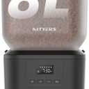 Automatic Dog Feeder - 8L/34 Cups Large Capacity Automatic Cat Food Dispenser with LCD Screen, Large Food Tray, Battery Operated, Timed Cat Feeder, Up to 50 Portions 6 Meals Per Day, Keeps Fresh (Black)