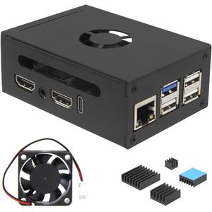 Orange Pi 5 Pro Case (N515),Metal Case with 5V 3010 Cooling Fan and 3Pcs Aluminum Heatsinks for Orange Pi 5 Pro/Max/Ultra