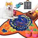 Snuffle Mat for Dogs 32''X20'' for Large Dogs with Dog Leash, Nosework Interactive Sniffing Mat for Cats Rabbits, Slow Feeding Mat for Foraging and Stress Relief (Orange, 32"x20")