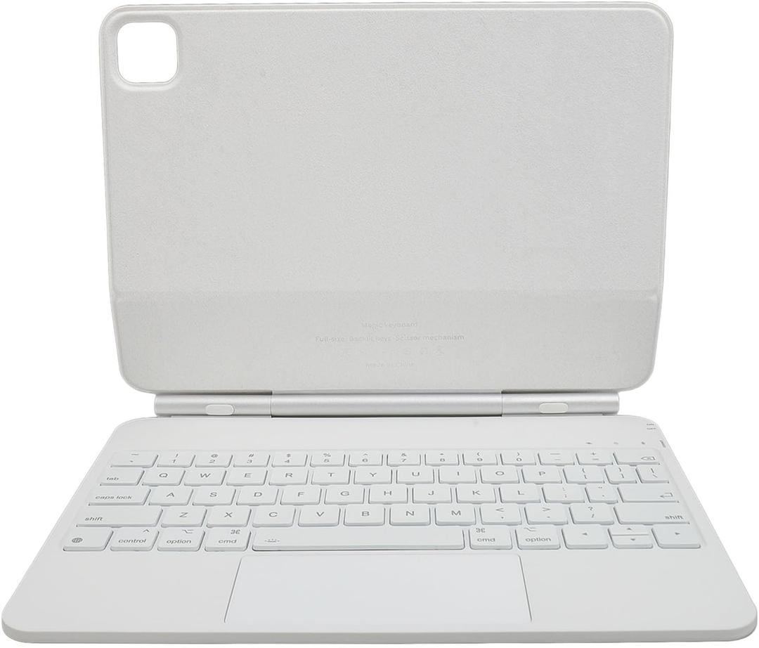 Keyboard Case for iOS Air4/Air5/Pro 11in Tablet, Tablet Protective Folio Stand Cover with Backlight Wire Less BT Keyboard, Adjustable Magnetic Holder (White)