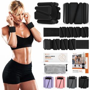 Wrist Weights, Ankle Weights for Women Men, Adjustable Wrist Weighted Bracelet for Home Gym Workout, Running, Yoga, Exercise, Strength Training (2 lb Pair (1 lb Each), Black)