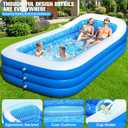 2026 Inflatable Pool with Canopy,Upgraded Blow Up Pool for Adults&Kids,Large Inflatable Pool with Seat and Big Backrest,Kiddie Pool with Shade,Kid Swimming Pool for Backyard 110"x63"x20"Blue