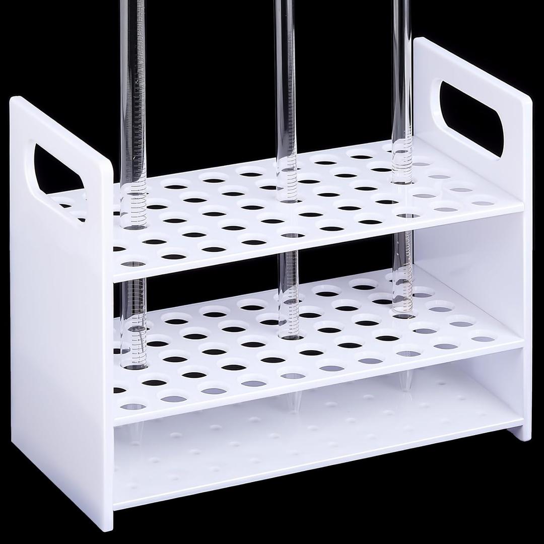 Weysat Pipette Rack 9 x 7 x 4.3 Inch Acrylic Pipette Stand Holder Pen Display Stand 15mm Diameter 50 Places for Lab Equipment Organizer Storage Art Paint Brush Makeup Brush Desk