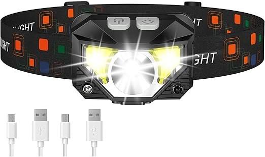 LHKNL Headlamp Flashlight, Lumen Ultra-Light Bright LED Rechargeable Headlight with White Red Light, 2-Pack Waterproof Motion Sensor Head Lamp,8 Modes for Outdoor Camping Running Hiking Fishing