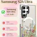 Lotadilo for Samsung Galaxy S24 Ultra Case for Women - Girls Cute Design Compatible with Magsafe Magnetic Ring Holder Stand Flowers Plants Phone Covers Aesthetic Girly TPU Funda for S24 Ultra