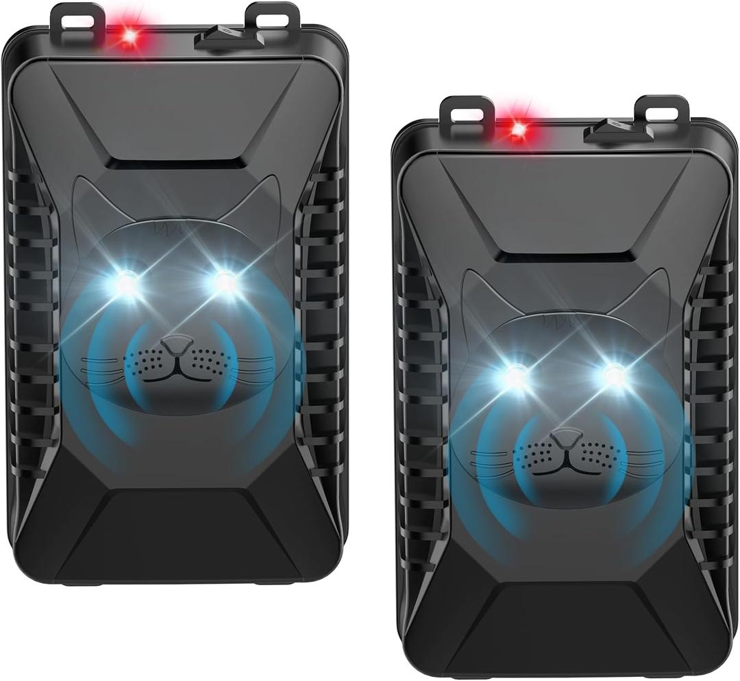 Rodent Repeller Car Under Hood, 2 Pack Ultrasonic Mouse Repellent with Strobe Light, Plug-in Battery Powered Keep Mice Away from Cars Engines, Outdoors, Room, Indoors