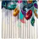 Colourful Peacock Feather Curtains for Girls, Beautiful Colourful Mysterious Fantasy Peacock Bird Animal Feather Flower Window Drapes Print for Kids Girls Bedroom Living Room (No size)