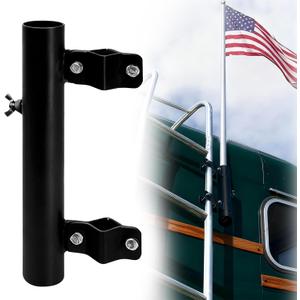 RV Ladder Flag Pole Mount, RV Flag Holder Compatible with 1'' to 1.7'' Poles for Travel TrailerBlack