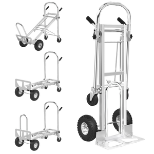 ZMRTDWO 1000 LBS Dolly Cart with Wheels, 4 in 1 Folding Hand Truck, Stainless Steel Heavy Duty Industrial Convertible Hand Cart, Utility Collapsible Hand Truck Dolly for Warehouse, Home, Office, Etc
