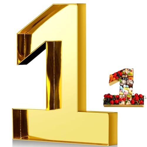 Mifoci 13.7" 2026 Cardboard Number for Charcuterie Graduation Photo Booth Props Birthday Party Anniversary Fillable Paper Mache Chocolate Candy Cupcake Gifts(Gold,Number 1)