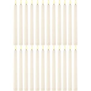 24 Pcs Flameless Taper Candles Bulk LED Taper Candles Sticks Battery Operated for Christmas Birthday Wedding Party Church Table Decoration (Ivory, Roman Column)