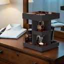 Spinning Cologne Organizer for Men, 3-Tier Wooden Perfume Organizer Rotating with Velvet Lining, Cologne Stand for Men for Dresser, Desk, Bathroom, Valentine's Day Gifts for Husband (Black)