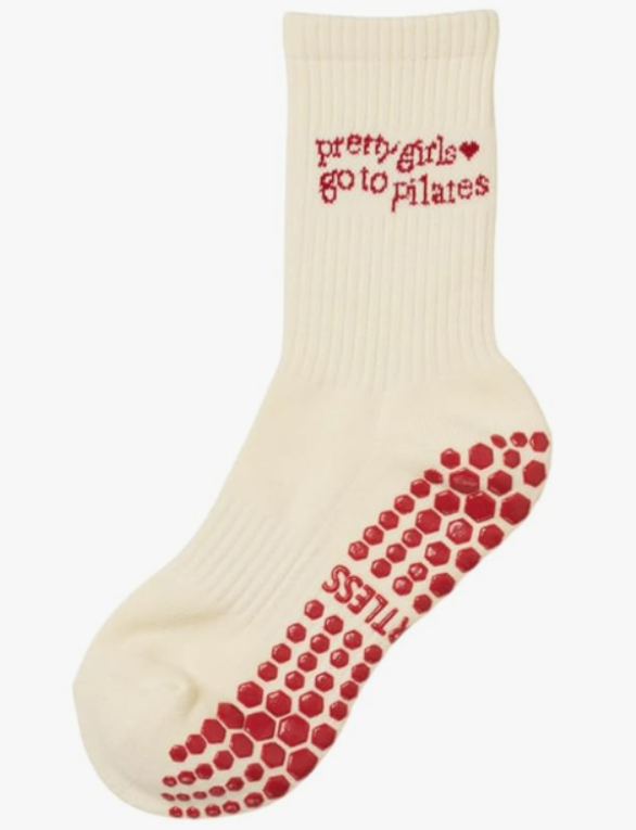Crew Half Calf Grip Socks, Cutest Fruits Pilates Socks, Ruffle socks, Non-Slip, Barre Yoga Fitness