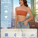 Women's Sports Bandeau Causal Tube Top Bra Strapless Wireless Non-Slip Detachable Padded Seamless Stretchy Bralettes (Orange)