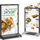 Poster Stand 24x36 Sidewalk Sign with Wheels – Heavy Duty Double-sided Sign Holder Stand for Storefront, Restaurants, Events, Yard, Poster Board Frame for Indoor & Outdoor Use (Frame ONLY)