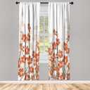 Lunarable East Window Curtains, Japanese Cherry Blossoms Sakura Branches Spring Flower Garden Illustration, Lightweight Decorative 2-Panel Set & Rod Pocket, Pair of - 28" x 95", Burnt Orange