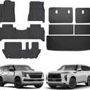 Compatible with Nissan Armada/Infiniti QX80 2025 2026(8 Seats) Floor Mats & Cargo Liner,All Weather Protection,Waterproof,Anti-Slip TPE Floor Liner and Trunk Mat Accessories