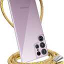 Lanyard Phone Case Compatible for Samsung Galaxy S22 Ultra Anti-Slip Soft TPU Hard PC Clear Cases with Adjustable Neck Strap Anti-Scratch Shockproof Bumper Protective Phone Cover - Rainbow