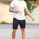 GINGTTO Mens Shorts 9" Inseam Slim Fit Stretch Casual Chino Short Pants (Green)