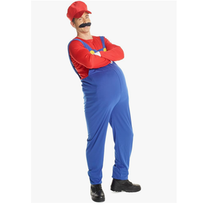 Morph Adult Red Plumbers Costume, Gaming Costume, 80's Halloween Costume Sizeб X-Large 46-48" Chest