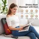 Back Massager with Heat for Pain Relief Deep Tissue, Ultrathin 4D Shiatsu Lower Back Massager, Chair Back Massager for Home Office, Gifts for Women Men,Black