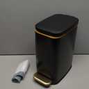 Small Bathroom Trash Can with Lid Soft Close, Step Pedal, 6L / 1.6 Gal Stainless Steel Garbage Bin with Removable Inner Bucket, Slim Wastebasket for Narrow Spaces (Black)