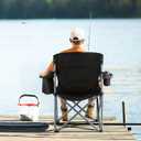 VEVOR Oversized Camping Folding Chair, Portable Heavy Duty Outdoor Quad Lumbar Back Padded with Side Pockets, Cup Holder and Cooler Bag for Beach, Lawn, Picnic, Fishing, Backpacking, Black