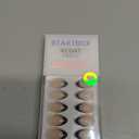 BTArtbox French Tip Press On Nails, Almond, Supremely Fit, Natural, Reusable Short Glue/Stick On Nails for Women Gift in 16 Sizes, Black French, 32 Fake Nails Kit