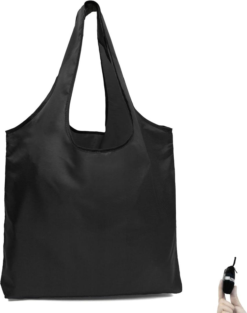 BeeGreen Reusable Grocery Shopping Bag -Travel Tote Bag - Foldable Compact Sturdy Bags (Black)