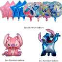10-Piece Stitch Aluminum Balloon Set - Stitch & Classic Design, Vibrant 3D Cartoon Shape, Party Decoration Essential, Durable Foil Material
