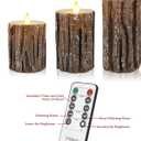 Vinkor Flameless Candles Battery Operated Candles Real Wax Pillar LED Candles with 10-Key Remote and Cycling 24 Hours Timer (Birch Effect 4" 5" 6")