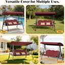 Outdoor Porch Swing Cushions 3 Seater with Swing Canopy, Replacement Cushions for Outdoor Swing, Patio Swing Cushion 25D Foam (Red)
