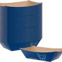 Bio Tek 1/2 Pound Food Boats, 400 Disposable Paper Food Trays - Heavy-Duty, Greaseproof, Frenchie Paper Food Boats, for Snacks, Appetizers, Or Treats, Use at Parties Or Carnivals - Restaurantware