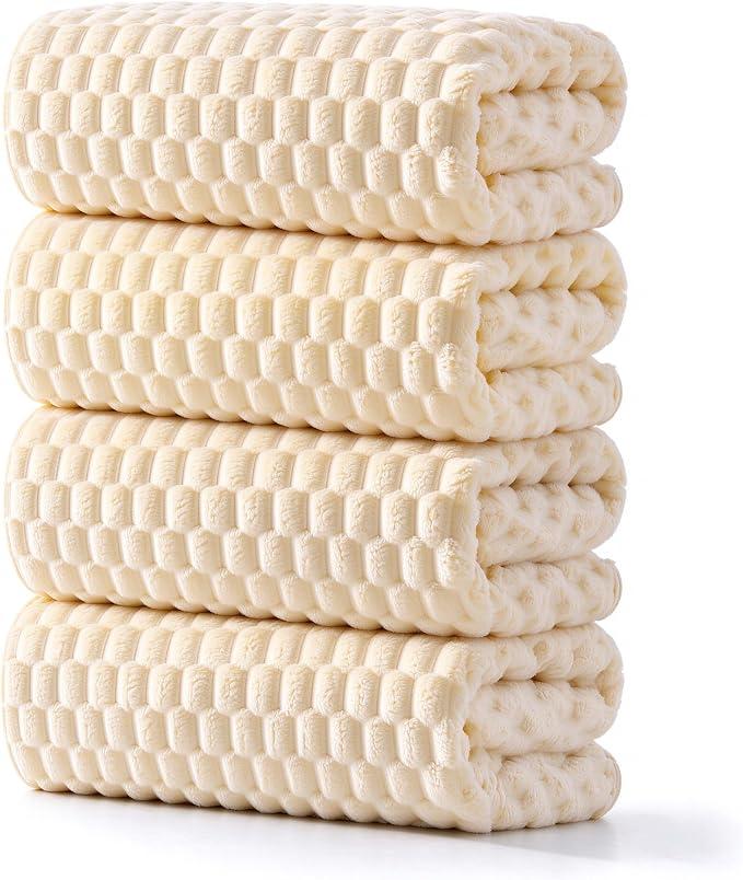 meishiqi 4 Pack Microfiber Bath Towels, Quick Dry, Super Soft, 27.5"x55" Super Absorbent, Yellow Bath Towel Set of 4, Fluffy Shower Towels, Body Towels for Bathroom, Adults Kids, Spa, Gym, Travel