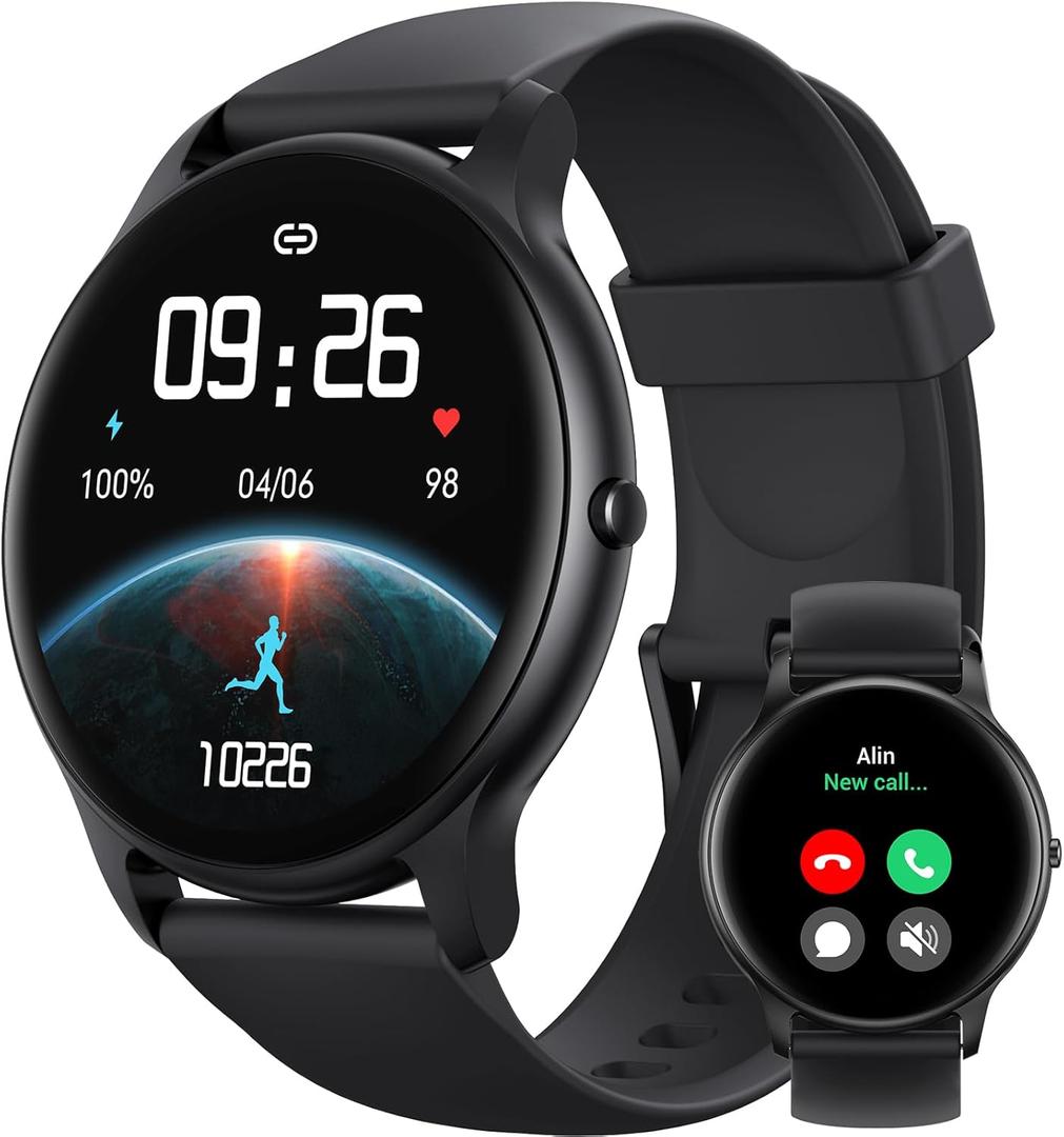 Parsonver Smart Watch for Men Women(Answer/Make Calls), HD Screen Fitness Tracker IP68 Waterproof 100+ Sport Modes, Heart Rate Sleep Monitor, Pedometer, Smartwatch for Android Phones/iPhone Compatible (Black)